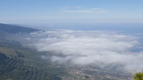 Hyperlapse clouds over Puerto de la Cruz, Tenerife Stock Footage 283386131