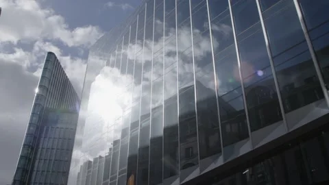 Hyperlapse of Clouds Reflection in Urban City Building Stock Footage 159217824