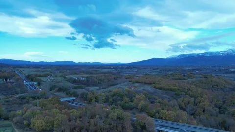 Hyperlapse cloudy day aerial highway motorway Tuscany Ponticino 스톡 동영상 166748732