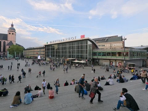 Hyperlapse of cologne central station and public square Stock Footage 89145161