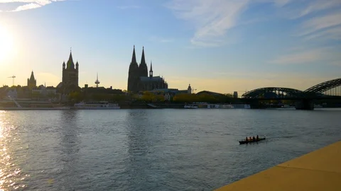Hyperlapse Cologne Skyline Stock Footage 106628989