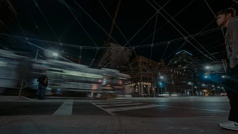 Hyperlapse on the corner of Bathurst and King Street in Toronto Video stock 104535598