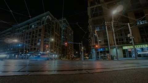 Hyperlapse on the corner of Shaw and King Street in Toronto Stock Footage 104535586