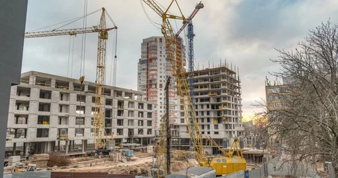 Hyperlapse with cranes and clouds Stock Footage 122023244