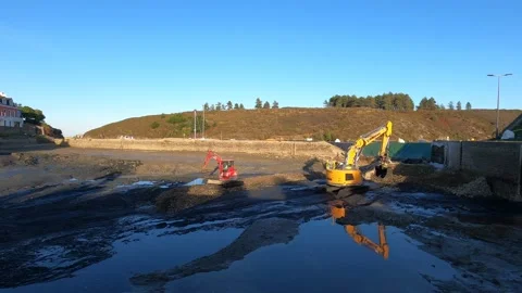 Hyperlapse cranes at work in Sauzon, belle ile en mer Stock Footage 164289436