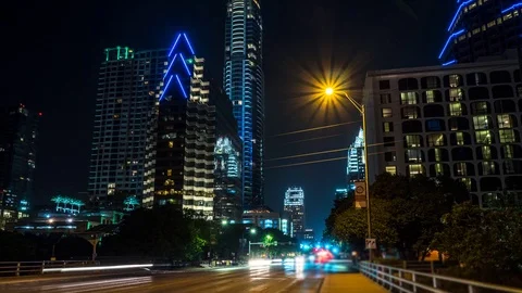 Hyperlapse crossing the Colorado River on Congress Avenue in Austin Texas Stock Footage 106910762