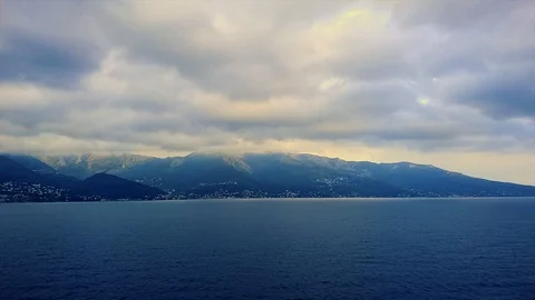 Hyperlapse from a cruise ship to corsica Stock Footage
