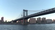 Hyperlapse: Cruising Under The Iconic Historic Manhattan Bridge At Golden Sunset Stock Footage