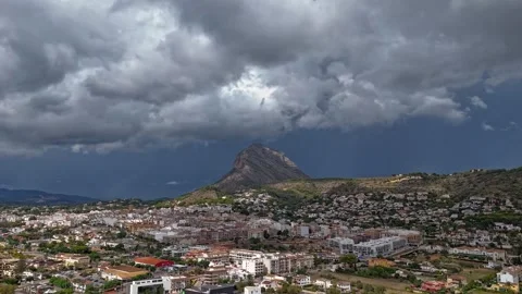Hyperlapse Daytime Storm Clouds Montgo Mountain Javea Spain Stock Footage 339078137