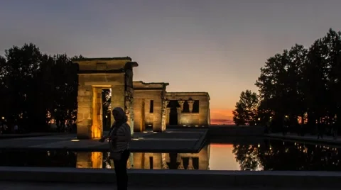 Hyperlapse of Debod egyptian Temple in Madrid, Spain Stock Footage 68323466
