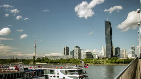 HYPERLAPSE Donau City Vienna – Time lapse Vídeo Stock 45591530