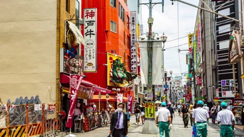 Hyperlapse Dotonbori district street view, Osaka Japan Stock Footage 277404945