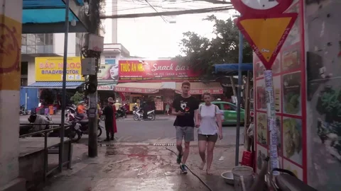 Hyperlapse downtown and side streets in Nha Trang Stock Footage 116120486