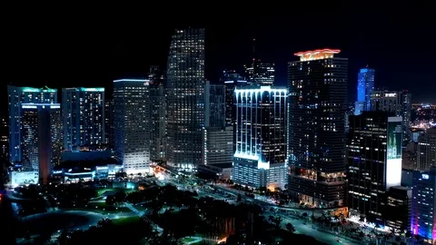 Hyperlapse of Downtown Miami at Night Stock Footage 104441360