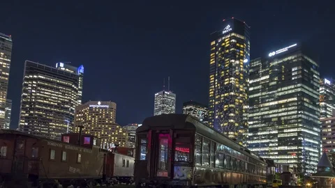 Hyperlapse Downtown Toronto Skyline Train Timelapse Stock Footage 97453445