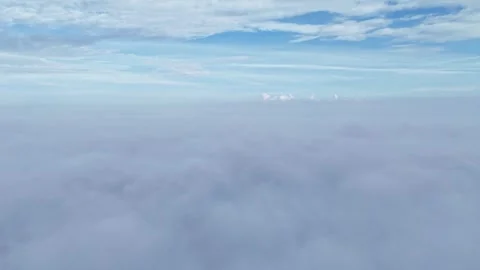 Hyperlapse of Dramatic Dark Clouds Above Dense Fog Stock Footage 343767857