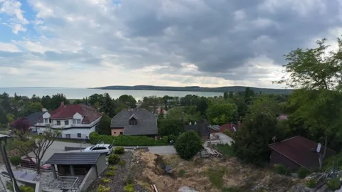 Hyperlapse of Dramatic Sky over Lake Balaton, Hungary Video stock 315444359