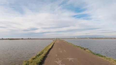 Hyperlapse driving between two lakes sunny day Stock Footage 123358582