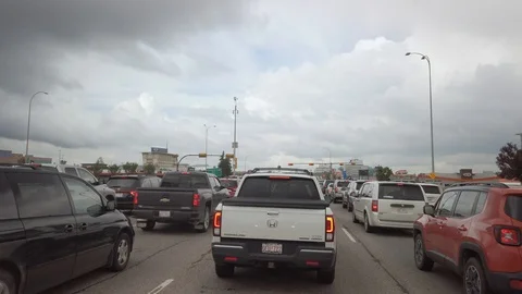 Hyperlapse Driving on Boulevard Towards Downtown Calgary, Alberta Stock Footage 125326447
