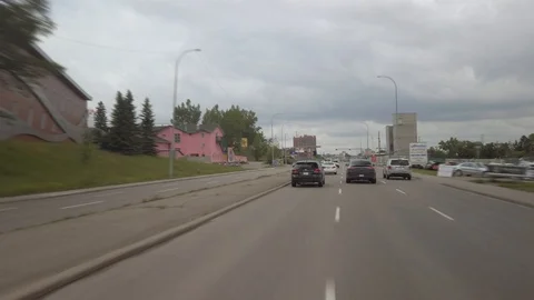 Hyperlapse Driving on Boulevard Towards Downtown Calgary, Alberta Stock Footage 125326466