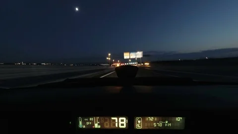 Hyperlapse Driving a car at dusk with blur effect and stripes of light Stock Footage 98568379
