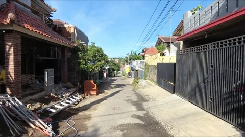 HYPERLAPSE Driving a Car on a Narrow Street, Busy Road Traffic in The Morning Video stock 129743598
