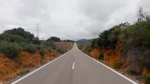 Hyperlapse driving endless straight road Stock Footage 123357669