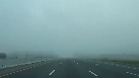 Hyperlapse driving in fog on highway Stock Footage 337917676