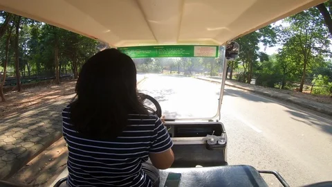 Hyperlapse of driving golf cart in the park Stock Footage 108955651
