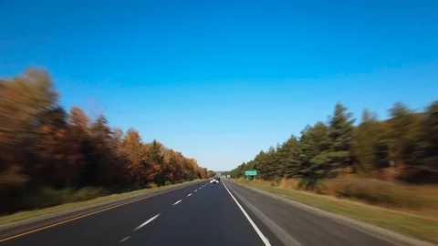 Hyperlapse Driving on Highway 155 North During a Sunny Autumn Morning Stock Footage 123786908
