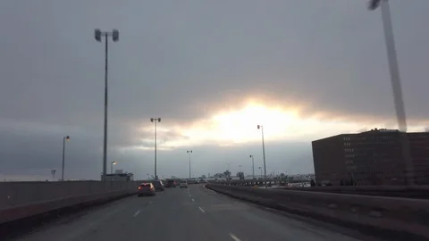 Hyperlapse driving on Highway 40 west during winter in Montreal, Canada Stock Footage 105475922