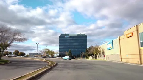 Hyperlapse driving next to the new REM train construction site Stock Footage 140885882
