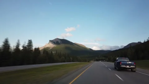 Hyperlapse Driving out of Banff Towards Kananaskis Stock Footage 146539722