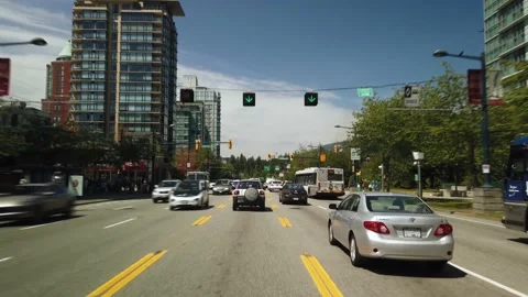 Hyperlapse driving shot from downtown to Capilano park during summer Stock Footage 140352259