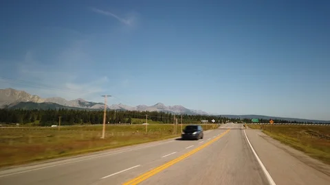 Hyperlapse Driving Shot towards Banff National Park of Canada Stock Footage 125338285