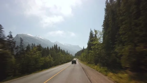 Hyperlapse Driving Through Banff Village During Summer Day Stock Footage 130861535