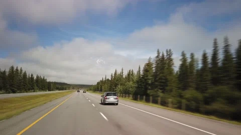 Hyperlapse Driving Through Banff Village During Summer Day Stock Footage 130861538