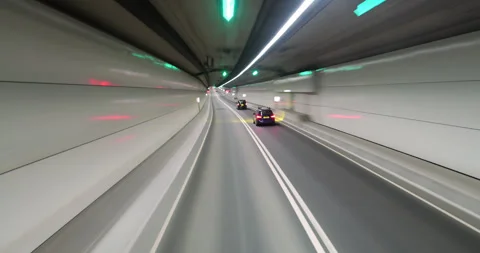 Hyperlapse driving through underwater tunnel of Hong Kong, front view Stock-Footage 341104262