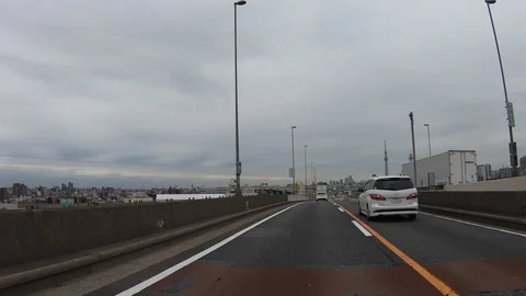 Hyperlapse Driving Tokyo Metropolitan Expressway, Japan Stock Footage 96337480