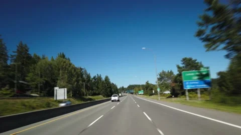 Hyperlapse Driving Towards BCFerries Swartz Bay Terminal during sunny summer day Stock Footage 140531447
