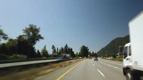 Hyperlapse driving towards Vancouver during sunny summer day Stock Footage 140351884