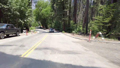Hyperlapse Driving of Yosemite Valley 02 Front View Tunnel View Fast Sierra Stock Footage 329399419