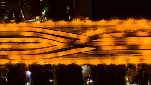 Hyperlapse of Drone Aerial View of Urban Highway Road Stock Footage 109687676