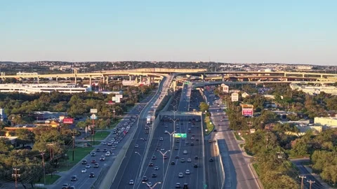 Hyperlapse Drone day flight over highway 281 San Antonio, Tx Stock Footage 255736285