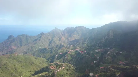 Hyperlapse drone mountains clouds Anaga mountains Canary Islands tenerife Spain Stock Footage 218281441