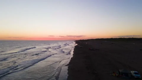 Hyperlapse with a drone over a beach at sunset. Stock Footage 151426911