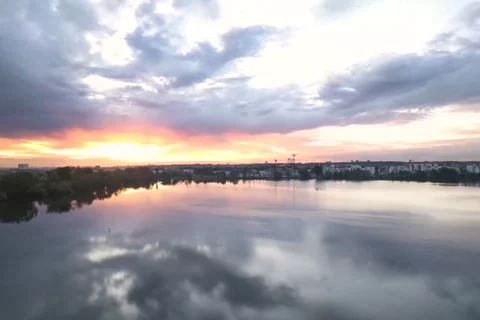 Hyperlapse Drone sunrise in Bordeaux Stock Footage 244970613