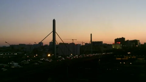 Hyperlapse Drone View of Paris City at Sunrise With Traffic and Skyline Stock-Footage 327423143