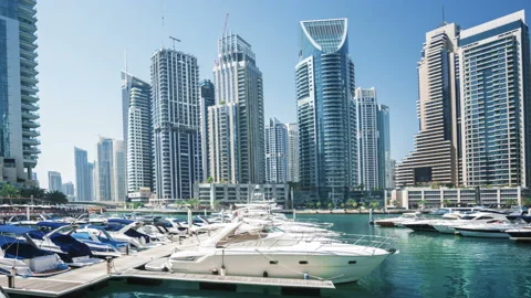 Hyperlapse, Dubai Marina, UAE Stock Footage 100093338