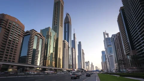 Hyperlapse, Dubai Sheikh Zayed road, UAE Stock Footage 90216054